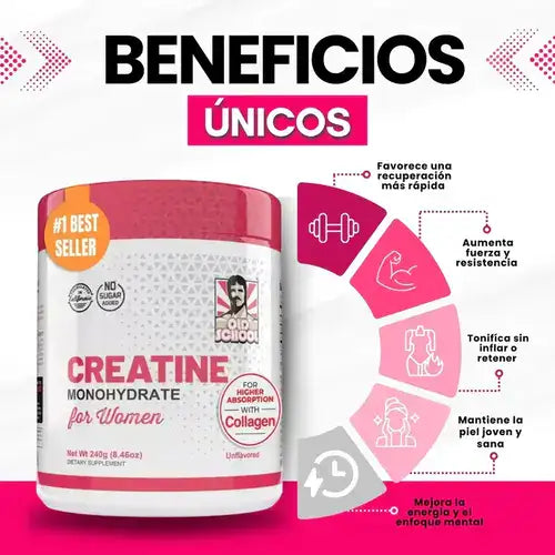 CREATINA CON MONOHIDRATO PARA MUJER - TONIFICA TU CUERPO SIN INFLARTE